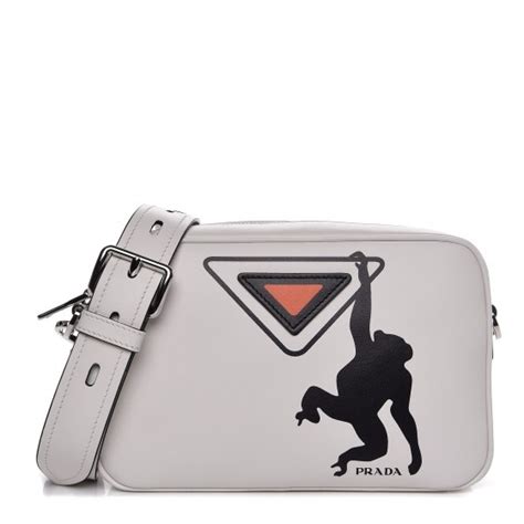 prada monkey printed black white|PRADA City Calf Monkey Print Camera Bag White Papaya.